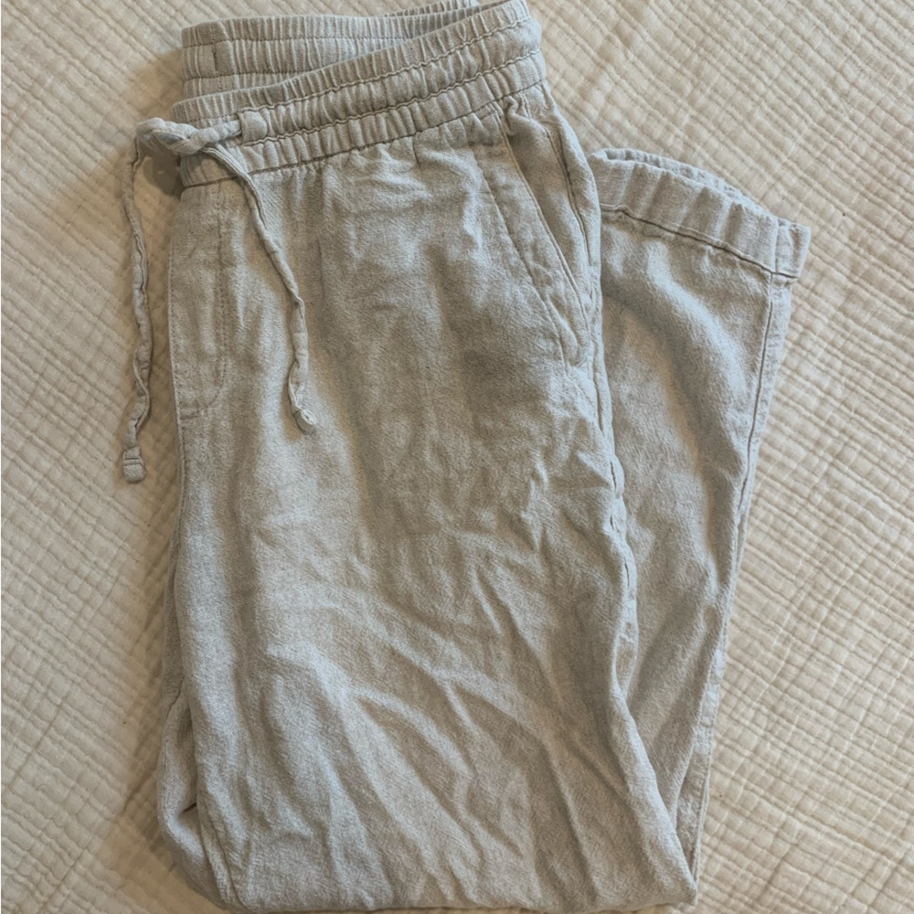 Linen tapered pants w drawstring